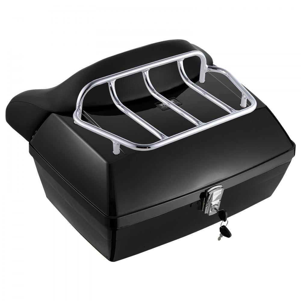 VEVOR Motorcycle Top Case, Universal Durable PP Material Motorbike Tail Box with Reflective Panel, 48L Waterproof Detachable Motorcycle Top Box with Multi-Hole Base, Fit for 99% of Motorcycle Frames