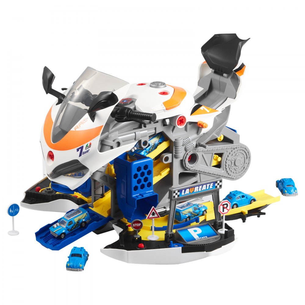 VEVOR Motorcycle Engine Toy, 25 Pieces, Motorcycle Mechanic Toy with Removable Parts, Lights & Sounds, Simulated Riding & Track Racing, Kids Mechanic Workshop Set for Toddler 3 Years and Up, Yellow