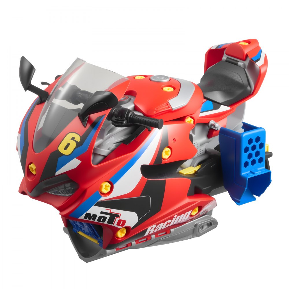 VEVOR Motorcycle Engine Toy, 25 Pieces, Motorcycle Mechanic Toy with Removable Parts, Lights & Sounds, Simulated Riding & Track Racing, Kids Mechanic Workshop Set for Toddler 3 Years and Up, Red