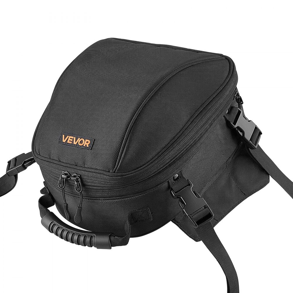 VEVOR Magnetic Tank Bag, Large Black Motorcycle Storage Bag Magnetic Base, Fits ADV, Sport, Touring, and Dirt Bikes, Touchscreen Phone Map Pocket, YKK Zippers, Motorbike Backpack, Included Rain Cover