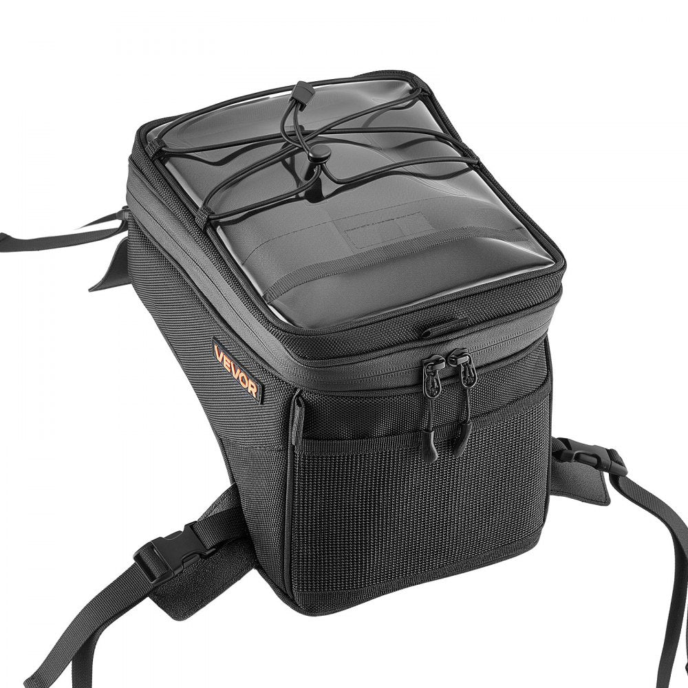 VEVOR Motorcycle Tank Bag, Large Black Motorbike Storage Bag Accessories, For ADV, Dual Sport, Touring & Dirt Bikes, Touchscreen Phone Map Pocket, YKK Zippers, Quick-Release Straps, with Rain Cover