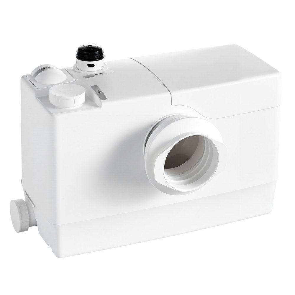 VEVOR Macerator Pump 800W 12000L/h Flow 32.8 ft/10 m Head Sewage Pump, Waste Water Disposal Upflush Machine with 4 Inlets, Macerating Toilet Sewerage, for Basement, Toilet, Sink, Laundry, Kitchen