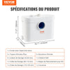 VEVOR Macerator Pump, 700W, 9600 L/h Flow, 32.8 ft/10 m Head, Macerator Sewerage Sump Pump with 3 Water Inlets for Toilet, Basement, Kitchen, Sink, Shower, Bathtub Waste Water Disposal Upflush Machine