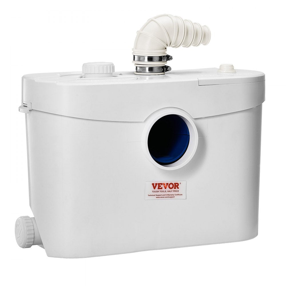 VEVOR Macerator Pump, 900W, 48 GPM Flow, 40 ft/12 m Head, Macerator Sewerage Toilet Pump with 4 Water Inlets, Waste Water Disposal Upflush Machine for Toilet, Basement, Shower, Sink, Laundry, Bathtub