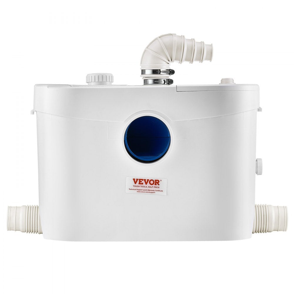 VEVOR Macerator Pump, 900W, 48 GPM Flow, 40 ft/12 m Head, Macerator Sewerage Toilet Pump with 4 Water Inlets, Waste Water Disposal Upflush Machine for Toilet, Basement, Shower, Sink, Laundry, Bathtub