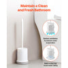 VEVOR Toilet Brush and Holder Set, Toilet Bowl Brush and Holder with Comfortable PP Handle, Compact Bathroom Scrubber Cleaner, Deep Cleaning and Drip-Proof, for Bathroom, RV & Toilets (White & Grey)