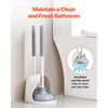 VEVOR Toilet Brush and Plunger Set, 2-in-1 Toilet Bowl Brush Plunger Combo with Ventilated Holder, 360° Deep Cleaning and Drip-Proof Bathroom Supplies, for Bathroom, RV and Toilets (White & Grey)