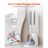 VEVOR Toilet Brush and Plunger Set, 2-in-1 Toilet Bowl Brush Plunger Combo with Ventilated Holder, 360° Deep Cleaning and Drip-Proof Bathroom Supplies, for Bathroom, RV and Toilets (White & Grey)