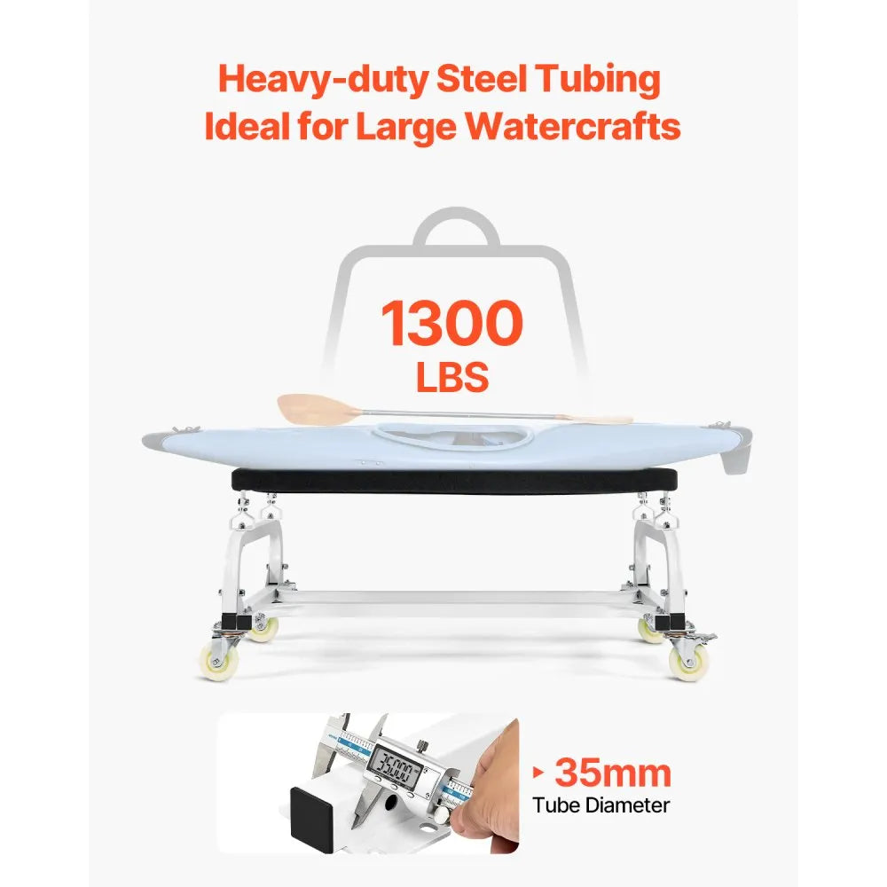 VEVOR Watercraft PWC Dolly, 1300 lbs Load Capacity, Jet Ski Stand PWC Cart for Moving Watercraft, Adjustable Bunks with 4 Casters & 2 Brakes, Heavy-Duty Jet Ski Cart for Kayaks, Jet Skis, Speedboats