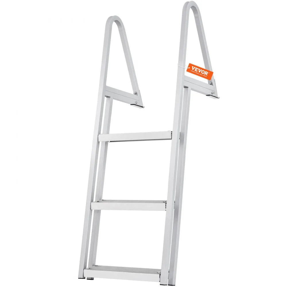 VEVOR Dock Ladder, Removable 3 Steps, 350 lbs Load Capacity, Aluminum Alloy Pontoon Boat Ladder with 4'' Wide Step & Nonslip Mat, Easy to Install for Ship/Lake/Pool/Marine Boarding