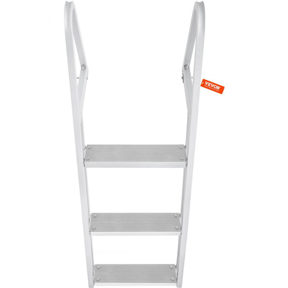 VEVOR Dock Ladder, Removable 3 Steps, 350 lbs Load Capacity, Aluminum Alloy Pontoon Boat Ladder with 4'' Wide Step & Nonslip Mat, Easy to Install for Ship/Lake/Pool/Marine Boarding