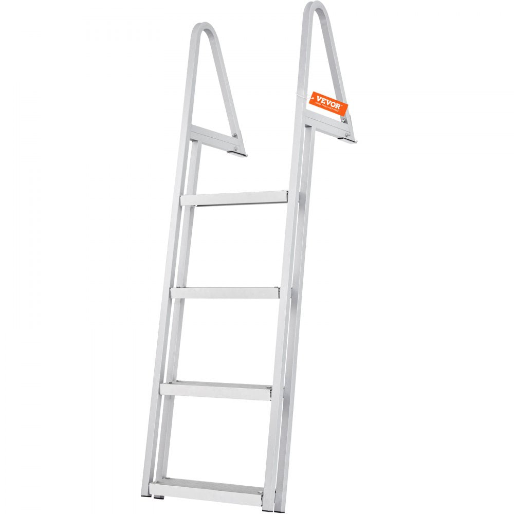 VEVOR Dock Ladder, Removable 4 Steps, 350 lbs Load Capacity, Aluminum Alloy Pontoon Boat Ladder with 4'' Wide Step & Nonslip Mat, Easy to Install for Ship/Lake/Pool/Marine Boarding
