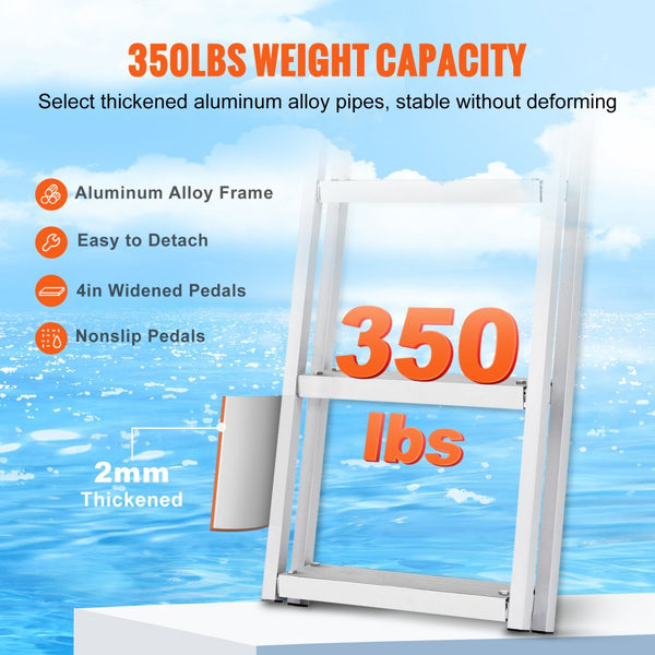 Vevor Dock Ladder Removable 5-Step Aluminum Alloy Pontoon Boat Boardin ...