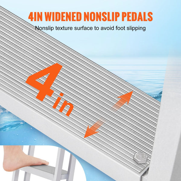 Vevor Dock Ladder Removable 5-Step Aluminum Alloy Pontoon Boat Boardin ...