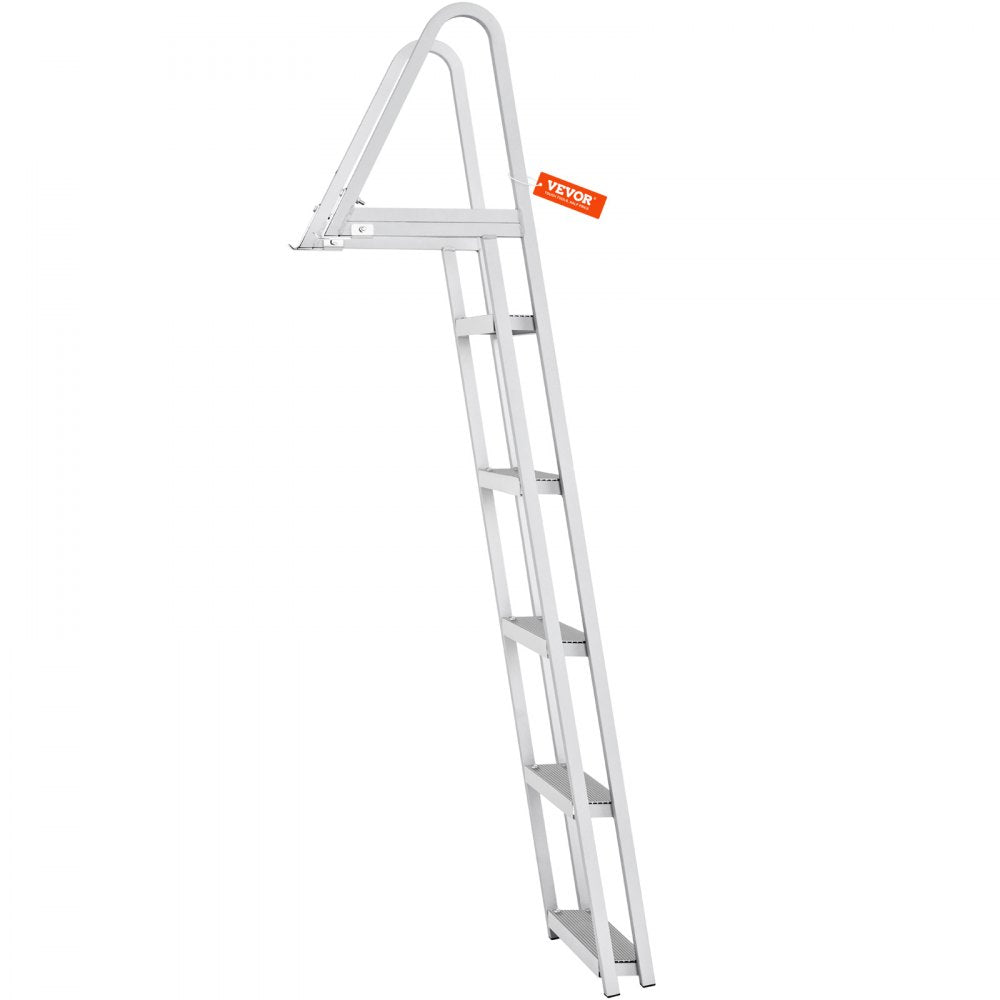VEVOR Removable Dock Ladder 5 Steps, 350 lbs Load Capacity, Pontoon Boat Ladder with 4'' Wide Step & Nonslip Design for Ship/Lake/Pool/Marine Boarding