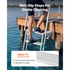 VEVOR Flip-Up Dock Ladder, 4-Step, Heavy-Duty Aluminum Alloy Pontoon Boat Swim Ladder, with Non-Slip Wide Steps, 350 lbs Weight Capacity, Pull Rope Assist, Comfort Use for Lake Pool Marine Boarding