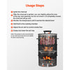 VEVOR Charcoal Smoker Grill, 18.5" Barrel Charcoal BBQ Smoker, Coated Steel Outdoor Barbecue Grill with 2 Grilling Grates, 1 Hanging Rod, 6 Hooks & Thermometer, Ideal for Party Backyard Patio Cooking