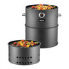 VEVOR Charcoal Smoker Grill, 18.5" Barrel Charcoal BBQ Smoker, Coated Steel Outdoor Barbecue Grill with 2 Grilling Grates, 1 Hanging Rod, 6 Hooks & Thermometer, Ideal for Party Backyard Patio Cooking