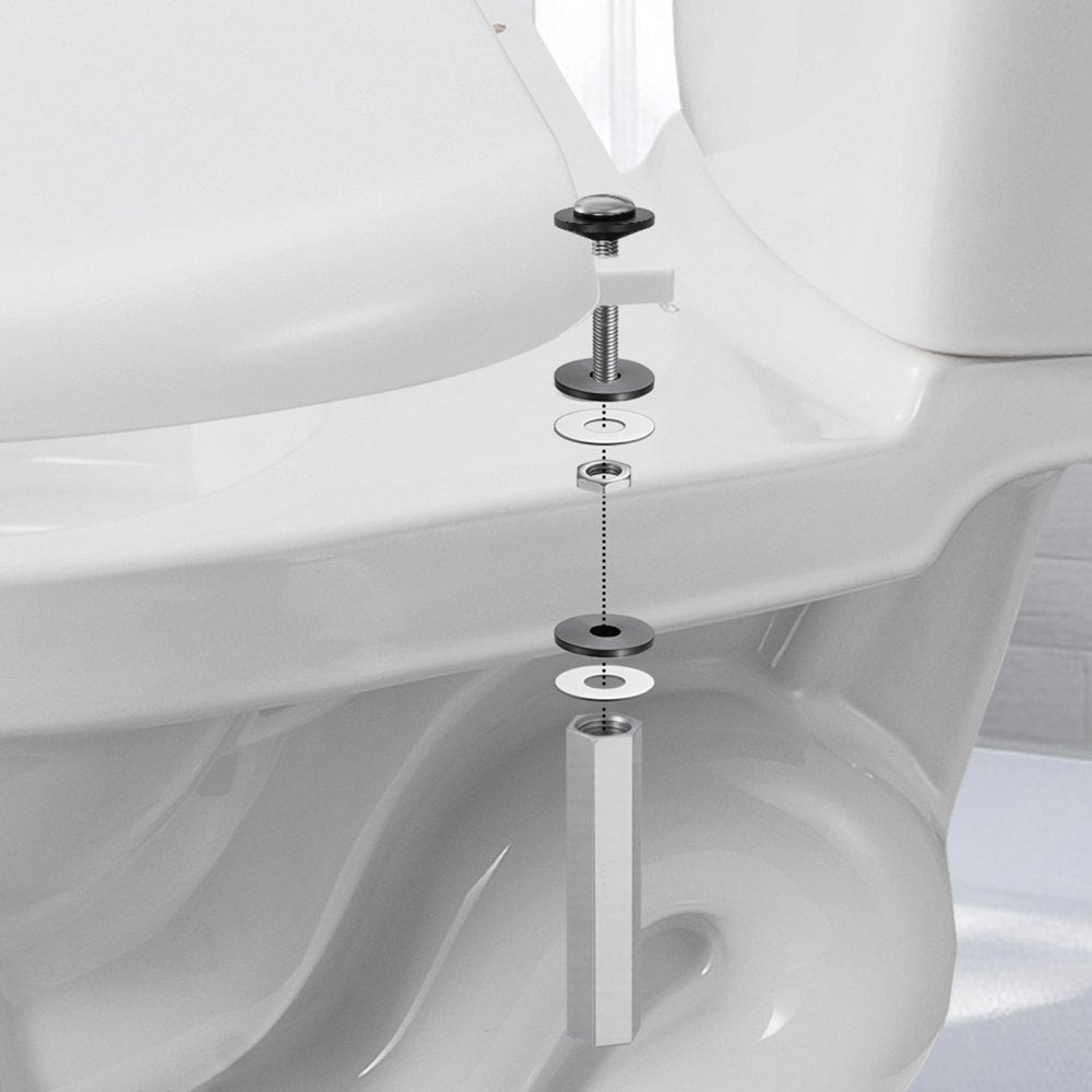 VEVOR Universal Toilet Seat Bolts Kit, 2PCS Metal Heavy Duty Toilet Tank Bolts, Stainless Steel Toilet Seat Screws Replacement Kit with Long Downlock Nuts, Rubber Washers Gaskets, Toilet Repair Screw