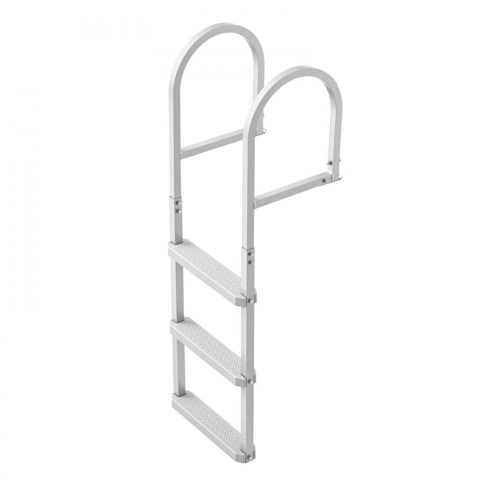 VEVOR Removable Dock Ladder, 3 Steps, Aluminum Alloy Pontoon Boat Swim Ladder, with Non-Slip Wide PP Steps, 500 lbs Weight Capacity, Quick Release Design, for Lake Swimming, Pool, Marine Boarding
