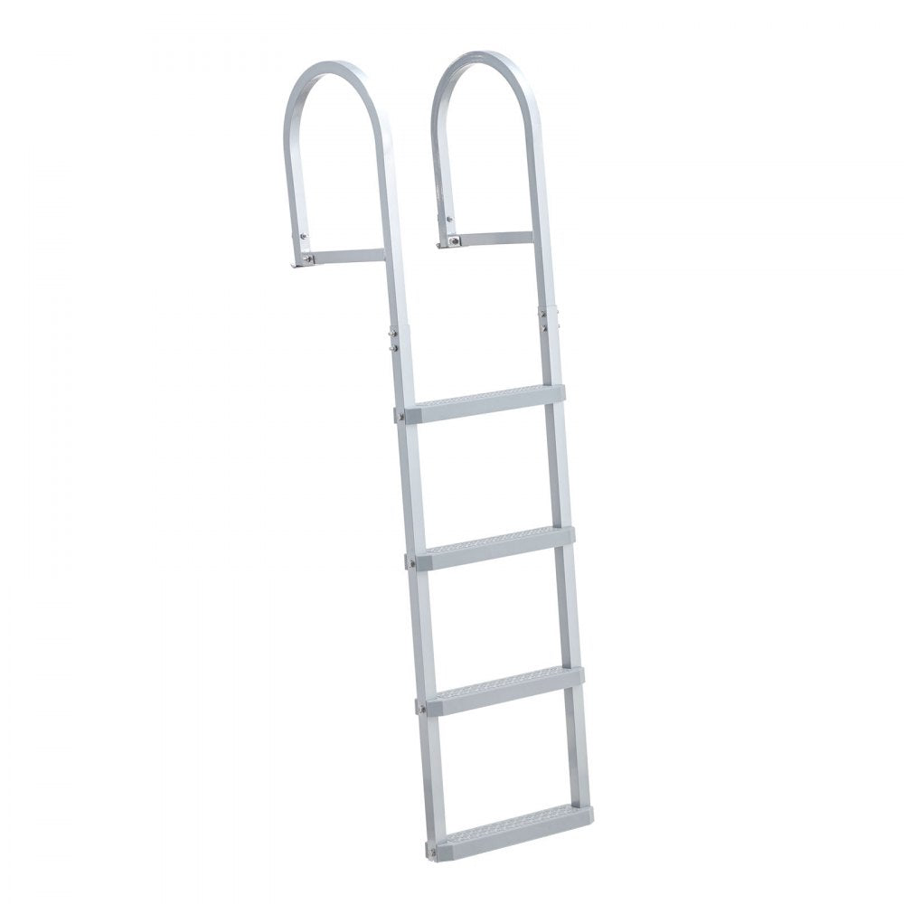 VEVOR Removable Dock Ladder, 4 Steps, Aluminum Alloy Pontoon Boat Swim Ladder, with Non-Slip Wide PP Steps, 500 lbs Weight Capacity, Quick Release Design, for Lake Swimming, Pool, Marine Boarding