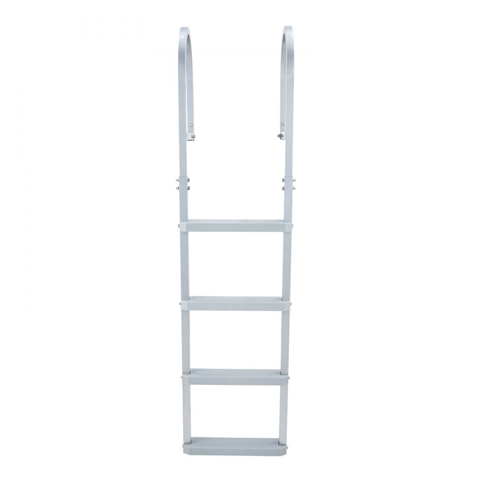 VEVOR Removable Dock Ladder, 4 Steps, Aluminum Alloy Pontoon Boat Swim Ladder, with Non-Slip Wide PP Steps, 500 lbs Weight Capacity, Quick Release Design, for Lake Swimming, Pool, Marine Boarding