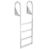 VEVOR Flip-Up Dock Ladder, 4-Step, Heavy-Duty Aluminum Alloy Pontoon Boat Swim Ladder, with Non-Slip Wide Steps, 350 lbs Weight Capacity, Pull Rope Assist, for Lake Swimming, Pool, Marine Boarding