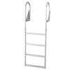 VEVOR Flip-Up Dock Ladder, 4-Step, Heavy-Duty Aluminum Alloy Pontoon Boat Swim Ladder, with Non-Slip Wide Steps, 350 lbs Weight Capacity, Pull Rope Assist, for Lake Swimming, Pool, Marine Boarding
