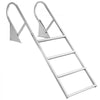 VEVOR Flip-Up Dock Ladder, 4-Step, Heavy-Duty Aluminum Alloy Pontoon Boat Swim Ladder, with Non-Slip Wide Steps, 350 lbs Weight Capacity, Pull Rope Assist, for Lake Swimming, Pool, Marine Boarding