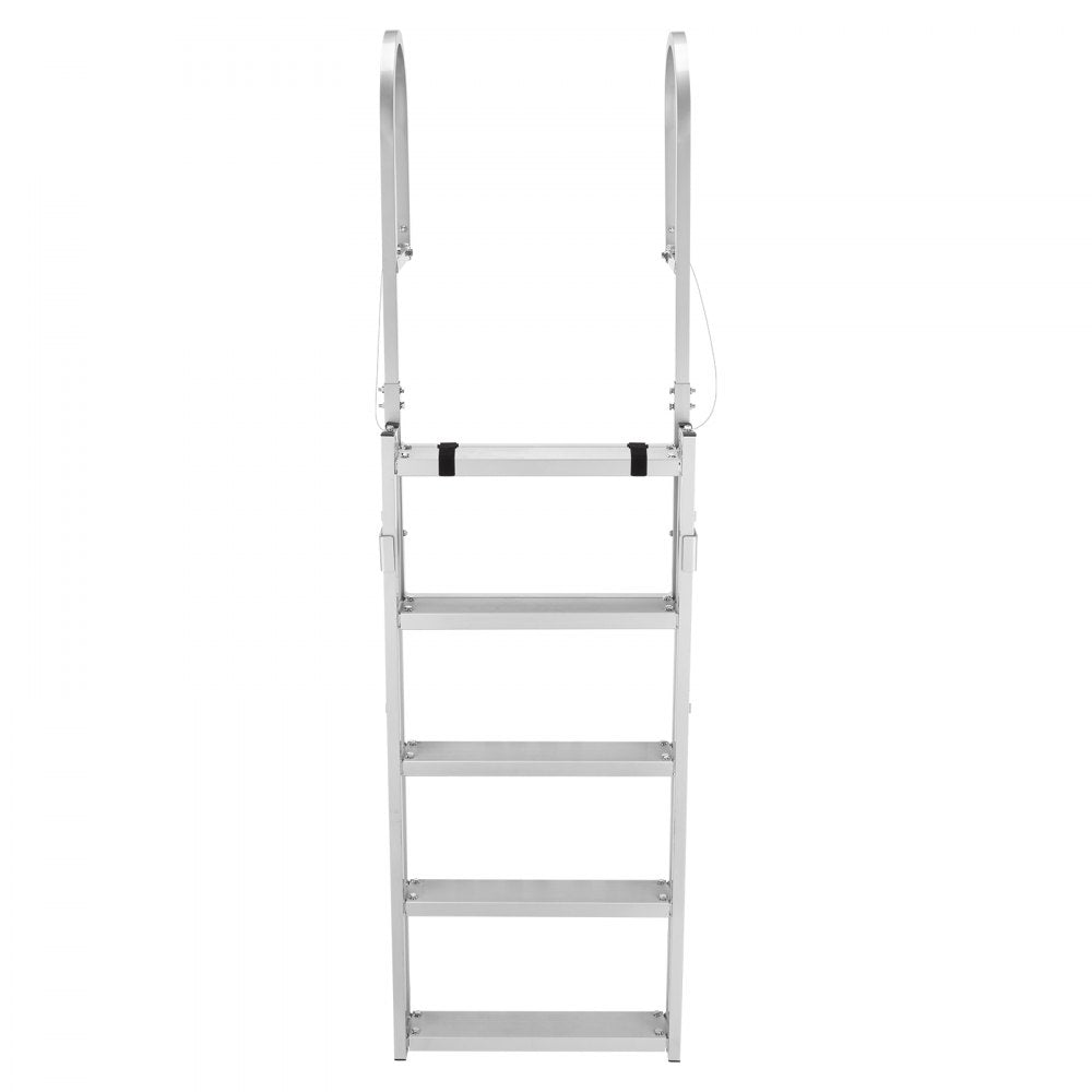 VEVOR Retractable Dock Ladder, 5 Steps, Aluminum Alloy Pontoon Boat Swim Ladder, with Non-Slip Wide Steps, 350 lbs Weight Capacity, Adjustable Height, for Lake Swimming, Pool, Boat, Marine Boarding
