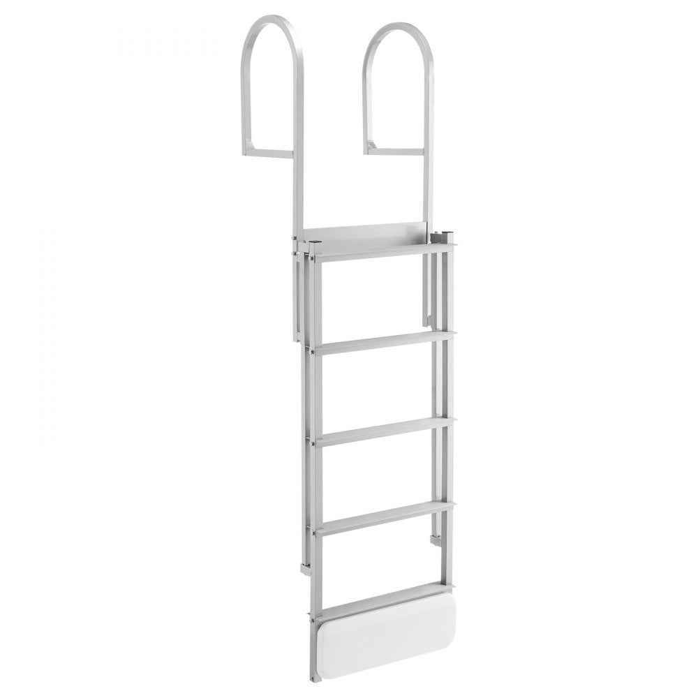 VEVOR Retractable Dock Ladder, 5 Steps, Aluminum Alloy Pontoon Boat Swim Ladder with Auto-Lift Float, Non-Slip Wide Steps, 500 lbs Weight Capacity, Adjustable Height, for Lake Pool Marine Boarding