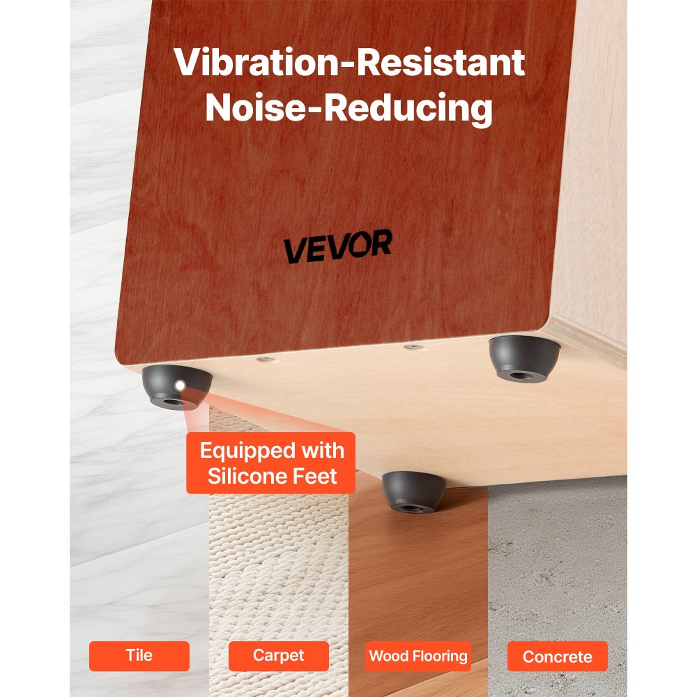 VEVOR Cajon Box Drum Wooden Percussion Instrument Drum with Guitar Strings Birch Wood