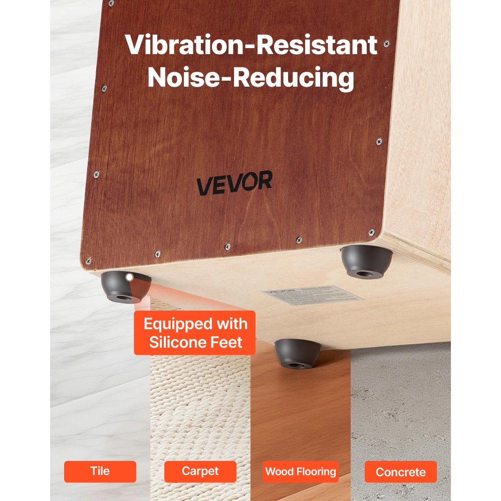 VEVOR Large Cajon Box Drum Wooden Birchwood Percussion Instrument with Snare Wires