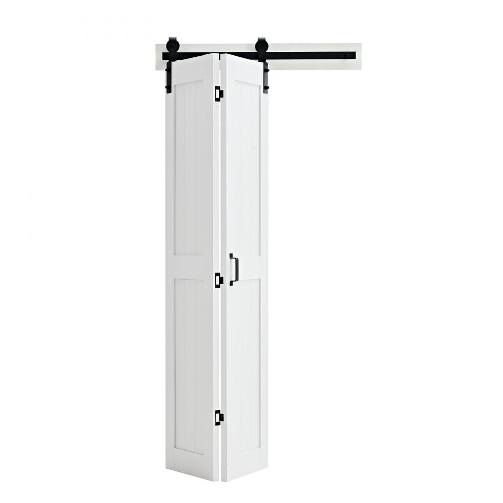 VEVOR Bifold Barn Door, 36" x 84", MDF Bi-Fold Sliding Closet Doors, Hardware Kit Included, H-Frame Space-Saving Design, Need to Assemble, for Bedroom, Living Room, Wardrobe and Room Divider, White