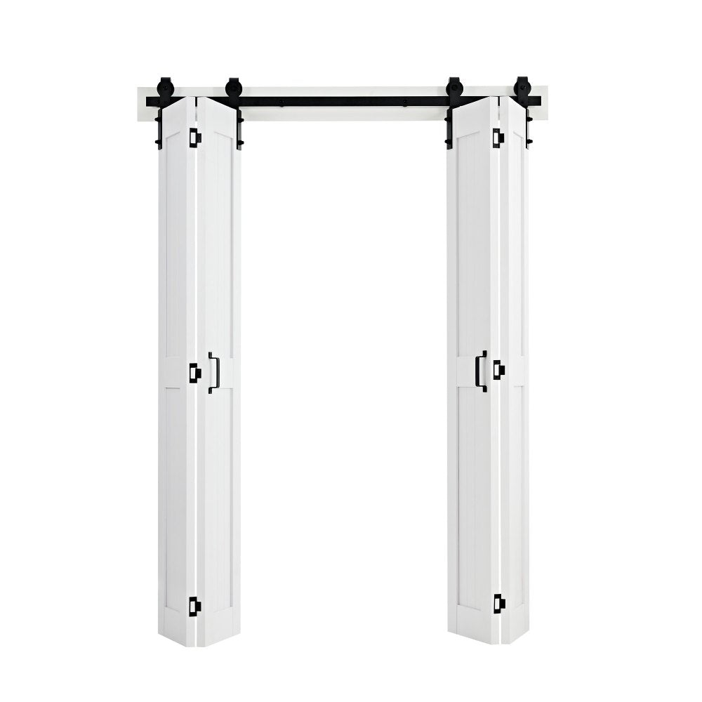 VEVOR Bifold Barn Door, 48" x 84", MDF Bi-Fold Sliding Closet Doors, Hardware Kit Included, H-Frame Space-Saving Design, Pre-Assembled Panels for Bedroom, Living Room, Wardrobe and Room Divider, White