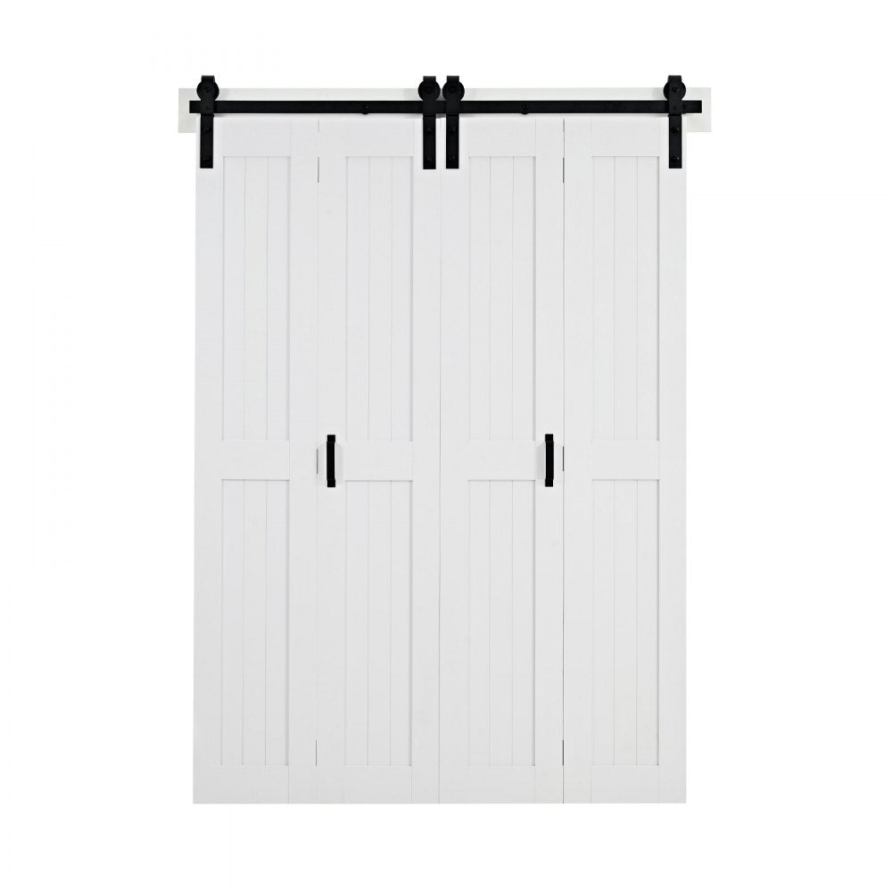 VEVOR Bifold Barn Door, 48" x 84", MDF Bi-Fold Sliding Closet Doors, Hardware Kit Included, H-Frame Space-Saving Design, Pre-Assembled Panels for Bedroom, Living Room, Wardrobe and Room Divider, White