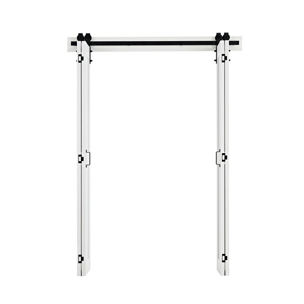 VEVOR Bifold Barn Door, 60" x 84", MDF Bi-Fold Sliding Closet Doors, Hardware Kit Included, H-Frame Space-Saving Design, Pre-Assembled Panels for Bedroom, Living Room, Wardrobe and Room Divider, White