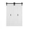 VEVOR Bifold Barn Door, 60" x 84", MDF Bi-Fold Sliding Closet Doors, Hardware Kit Included, H-Frame Space-Saving Design, Pre-Assembled Panels for Bedroom, Living Room, Wardrobe and Room Divider, White