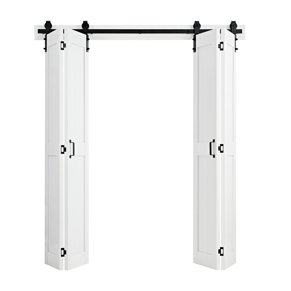 VEVOR Bifold Barn Door, 72" x 84", MDF Bi-Fold Sliding Closet Doors, Hardware Kit Included, H-Frame Space-Saving Design, Pre-Assembled Panels for Bedroom, Living Room, Wardrobe and Room Divider, White