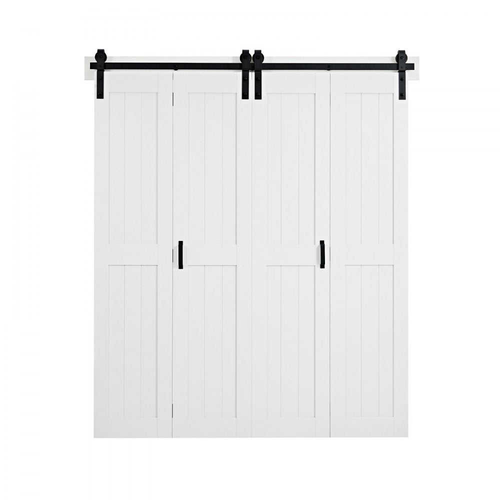 VEVOR Bifold Barn Door, 72" x 84", MDF Bi-Fold Sliding Closet Doors, Hardware Kit Included, H-Frame Space-Saving Design, Pre-Assembled Panels for Bedroom, Living Room, Wardrobe and Room Divider, White