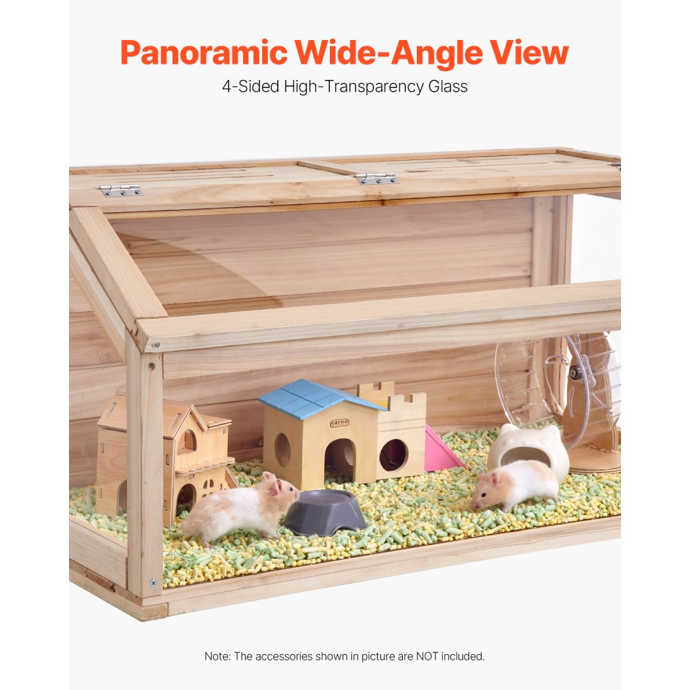 VEVOR Wooden Hamster Cage, 270° Viewing Hamster Habitat, 40 x 20 x 20in, Dwarf Hamster Cages with Openable Top, Ventilated Small Animal Cage, Pet Mouse Cage for Gerbils, Rats, Guinea Pigs, Mice
