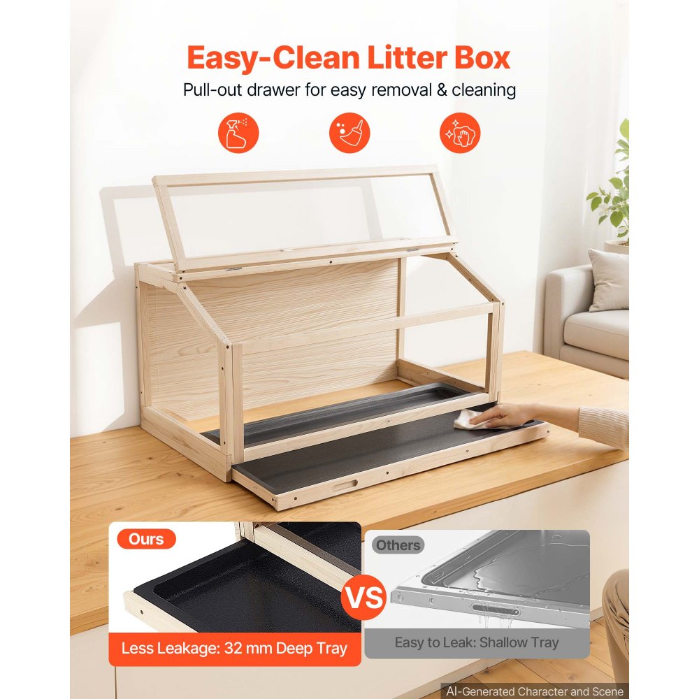 VEVOR Wooden Hamster Cage 39.4"x20.5"x19.9" 270° Viewing Hamster Habitat, Chewproof Acrylic Small Animal Cage with Openable Top, Large Pet Enclosure for Syrian/Dwarf Hamsters, Guinea Pigs & Gerbils