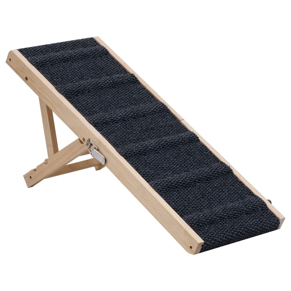 VEVOR Dog Ramp for Bed 14.2"-15.4" 2 Adjustable Height Foldable Pet Ramp, for Small & Senior Dogs to Get on Couch Sofa, 33" Long, Up to 100 lbs, Portable Wooden with Non-Slip Felt Surface & Handle