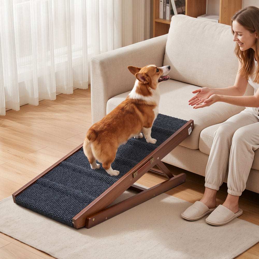 Vevor Dog Ramp Adjustable Foldable Wooden Pet Ramp for Bed Sofa 39.4