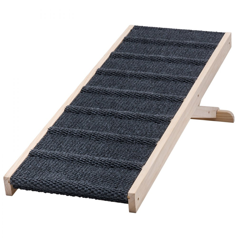 VEVOR Dog Ramp for Bed 13.8"-21.5" 4 Adjustable Height Foldable Pet Ramp, for Small & Senior Dogs to Get on Couch Sofa, 43" Long, Up to 70 lbs, Portable Wooden with Non-Slip Felt Surface & Handle