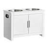VEVOR Pet Feeding Station with 2 Stainless Steel Bowls, Elevated Dog Bowls with Storage, Dog Food Storage and Feeder Station with Storage Cabinet, Pet Toy Storage Organizer, for Dogs, Modern