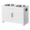 VEVOR Pet Feeding Station with 2 Stainless Steel Bowls, Elevated Dog Bowls with Storage, Dog Food Storage and Feeder Station with Storage Cabinet, Pet Toy Storage Organizer, for Dogs, Modern
