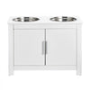 VEVOR Pet Feeding Station with 2 Stainless Steel Bowls, Elevated Dog Bowls with Storage, Dog Food Storage and Feeder Station with Storage Cabinet, Pet Toy Storage Organizer, for Dogs, Modern