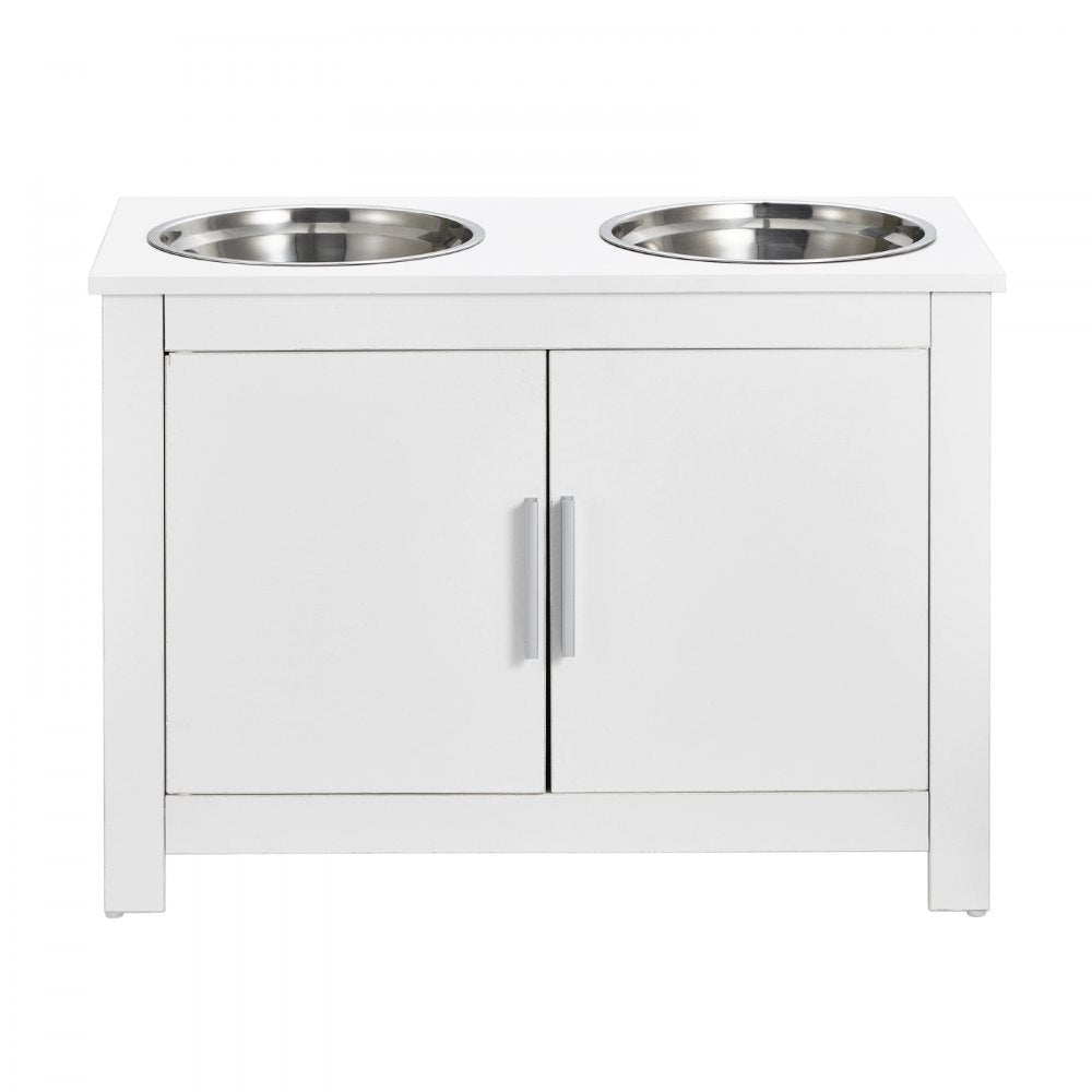 VEVOR Pet Feeding Station with 2 Stainless Steel Bowls, Elevated Dog Bowls with Storage, Dog Food Storage and Feeder Station with Storage Cabinet, Pet Toy Storage Organizer, for Dogs, Modern
