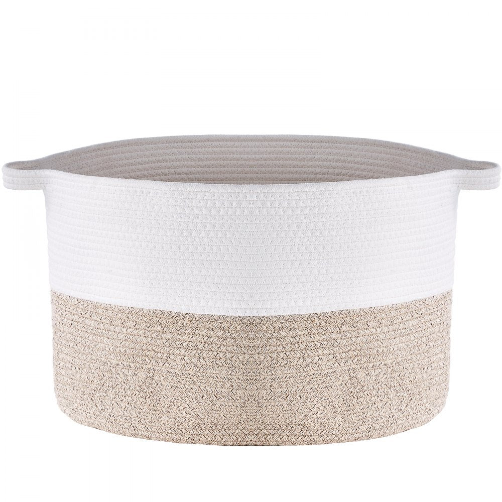 VEVOR Blanket Basket, 87L, Cotton Rope Basket, Woven Basket with Handles, 20" x 14" Round Laundry Hamper Basket Collapsible Extra Large Storage Basket Bins for Organizing Clothes Kids Toys Pillows